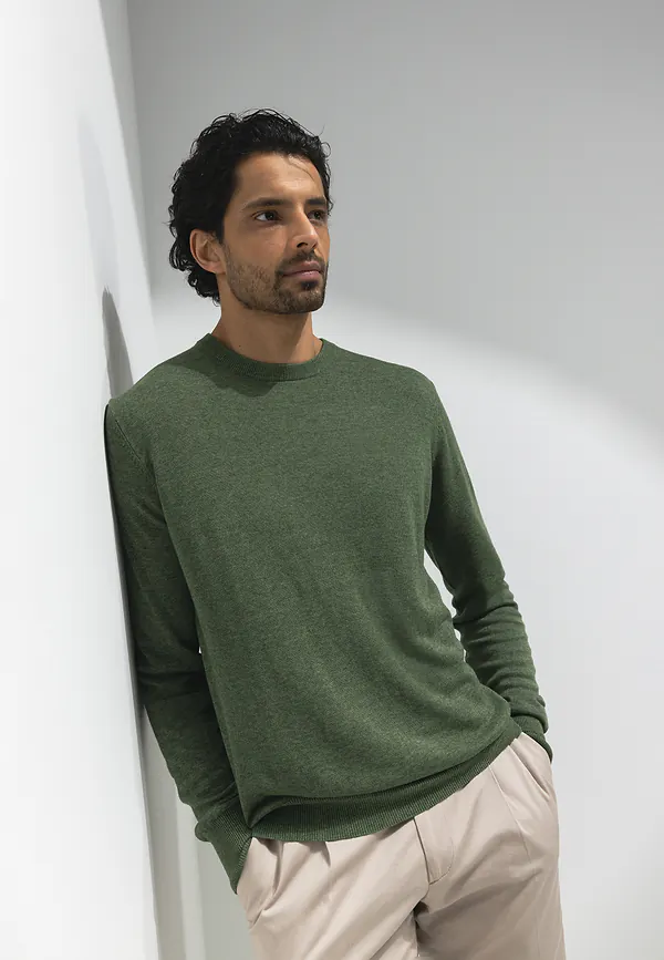 state of art ATELIER trui met ronde hals mosgroen uni