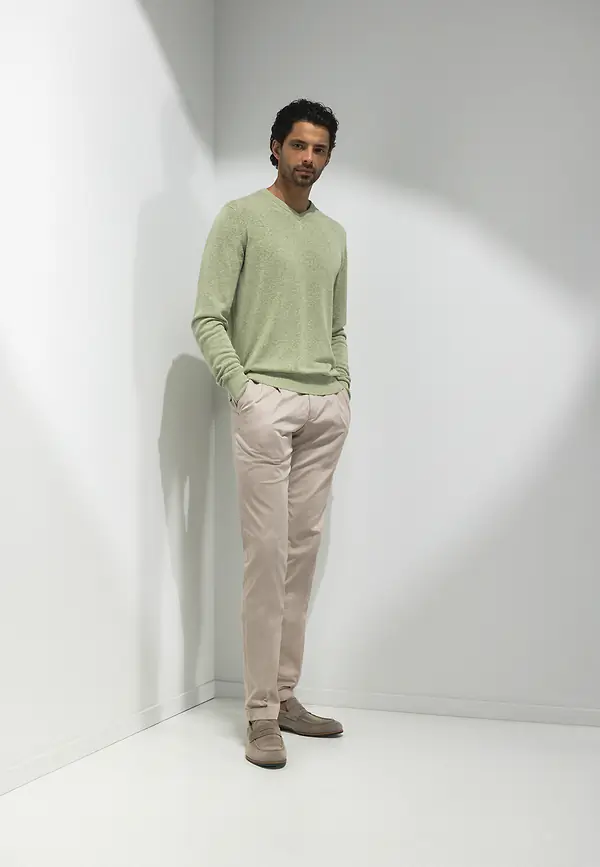 State Of Art ATELIER V-hals Trui Van Een Linnenmix Lichtgroen Uni