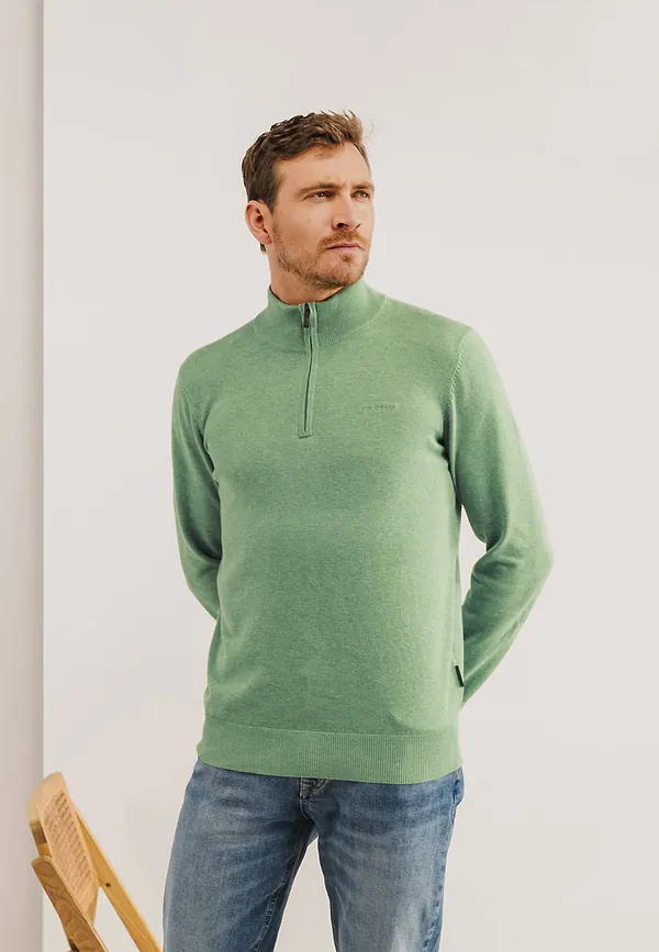 State Of Art Basis Trui Met Halve Rits Bladgroen Uni