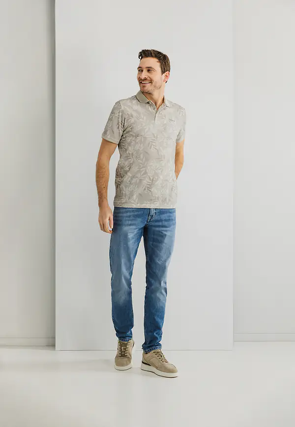 State Of Art Bedrukte Jersey Polo Met Oxford-kraag Beige/kit