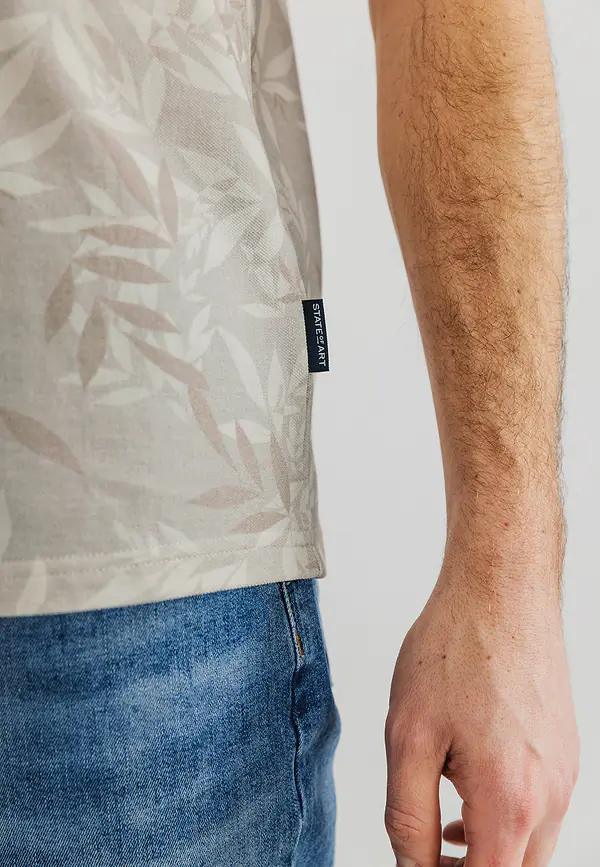 State Of Art Bedrukte Jersey Polo Met Oxford-kraag Beige/kit