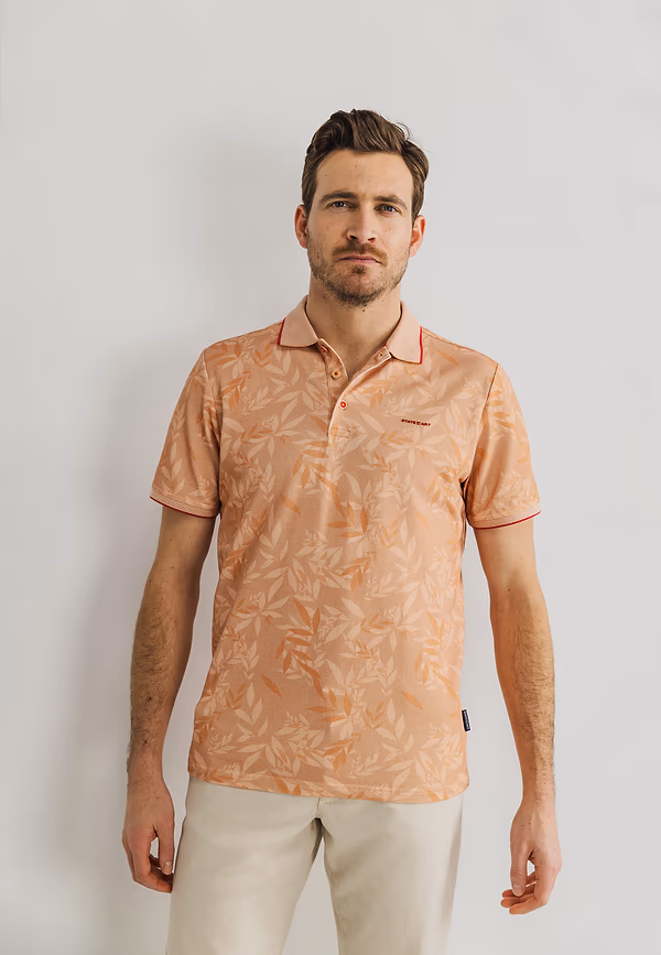 state of art Bedrukte jersey polo met oxford-kraag mango/brique