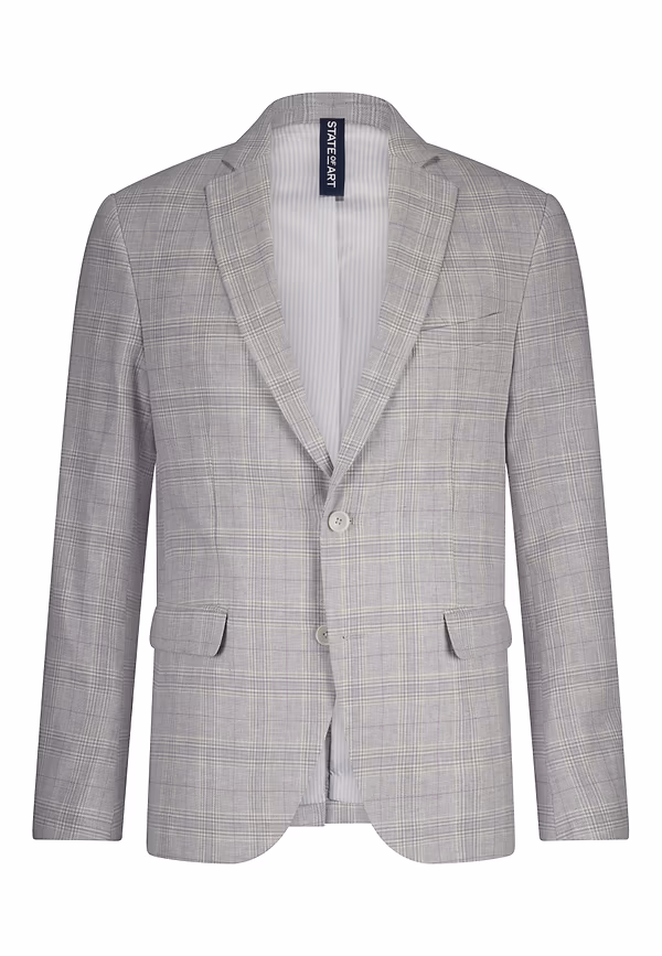 State Of Art Blazer Met Ruitmotief Warm Grijs/violet