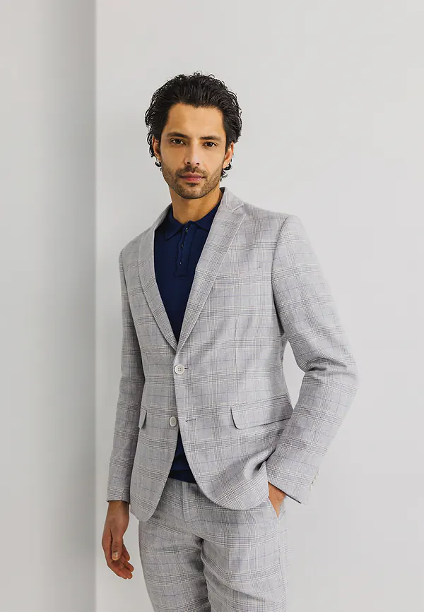 state of art Blazer met ruitmotief warm grijs/violet