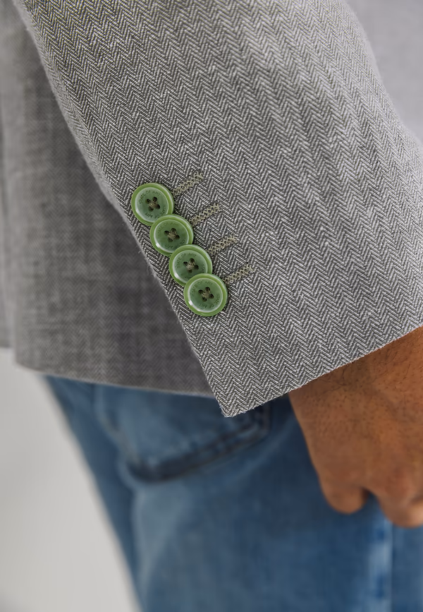 State Of Art Blazer Van Een Linnenmix Bladgroen/kit