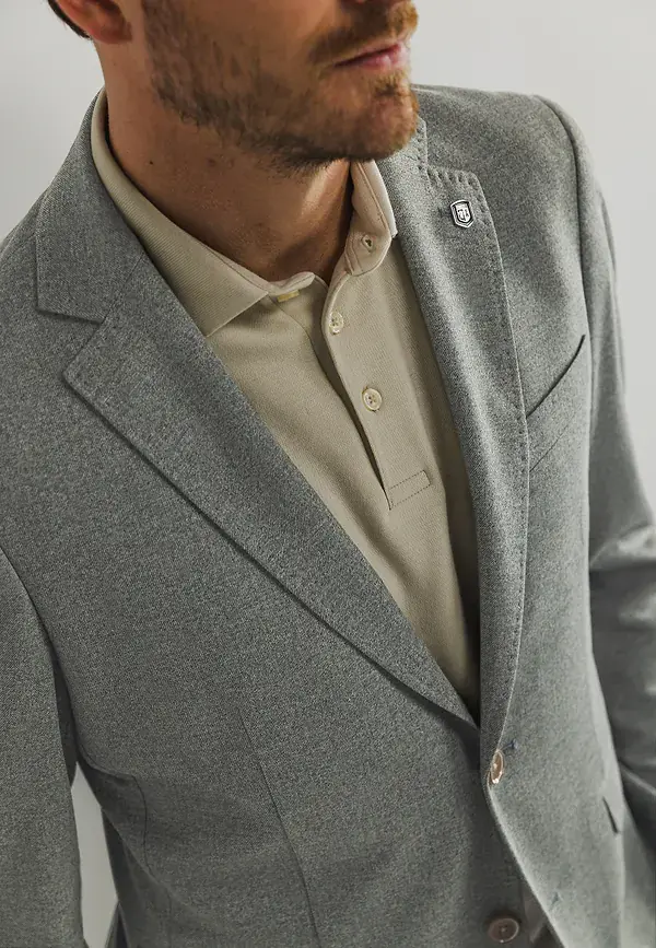 State Of Art Blazer Van Gebreide Stof Bladgroen Uni