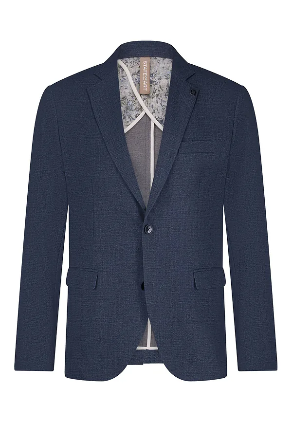 State Of Art Blazer Van Gebreide Stof Donkerblauw Uni