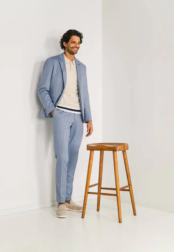 State Of Art Blazer Van Gebreide Stof Grijsblauw Uni