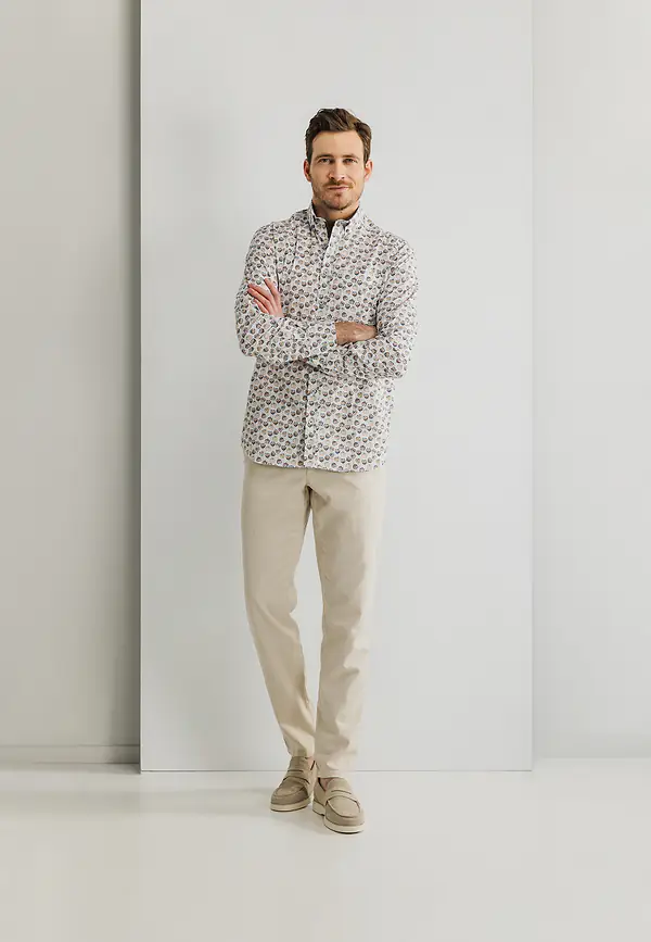 State Of Art Button-down Overhemd Met Borstzak Wit/bladgroen