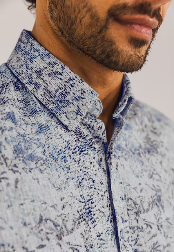 State Of Art Button-down Overhemd Van Biologisch Katoen Grijsblauw/beige