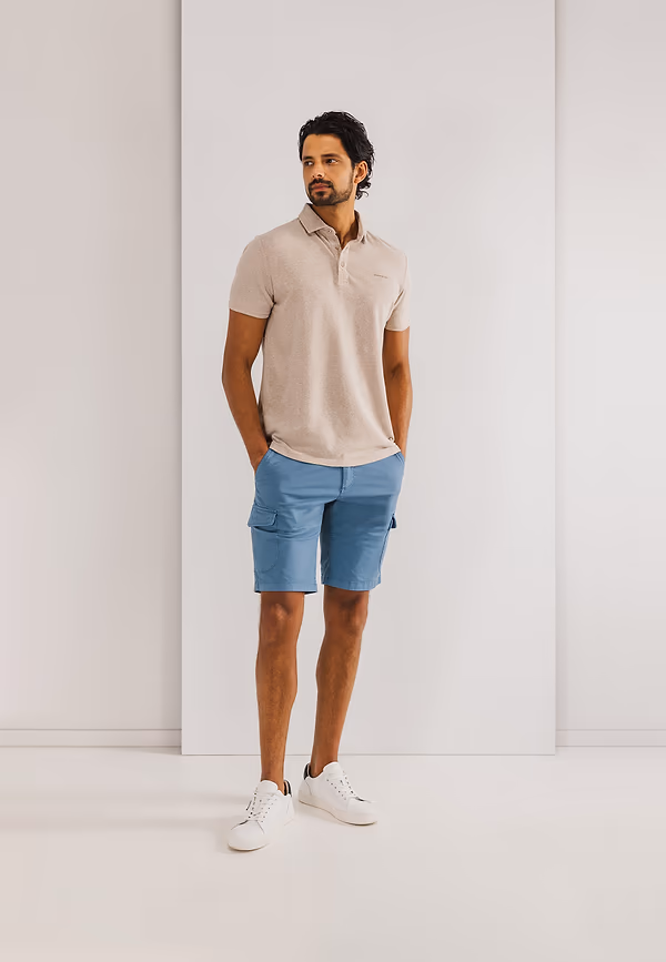 state of art Cargoshort met all-over print grijsblauw/taupe