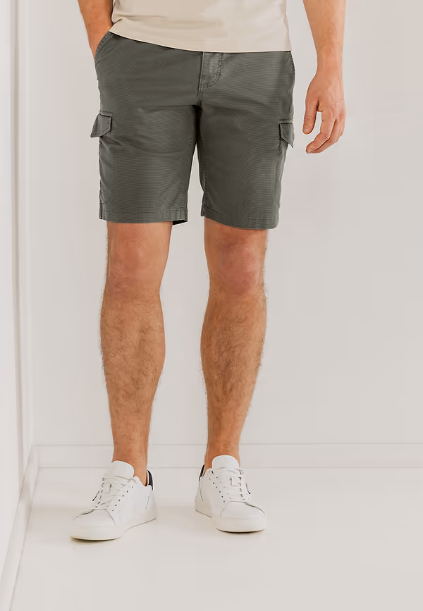 state of art Cargoshort met all-over print mosgroen/taupe