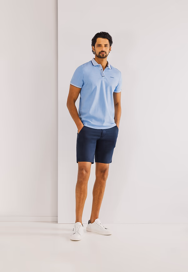 state of art Chinoshort van een katoenmix donkerblauw uni