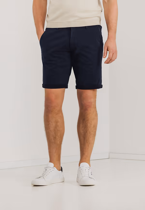state of art Chinoshort van katoen-stretch donkerblauw uni