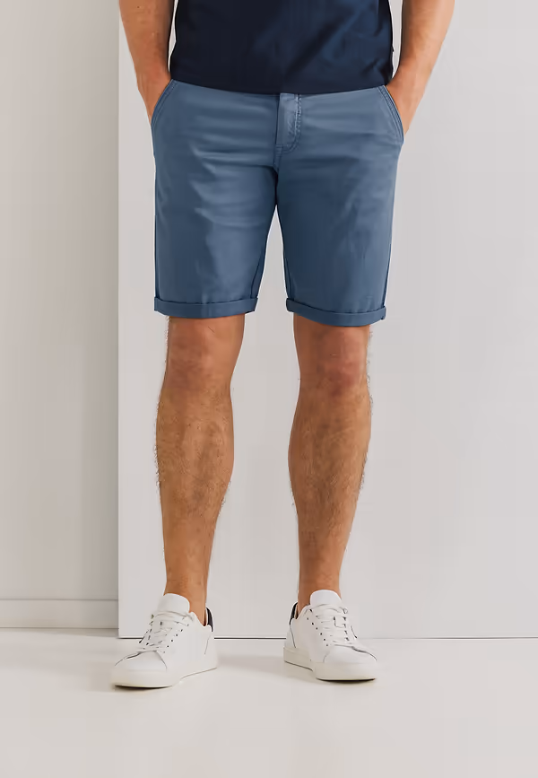 state of art Chinoshort van katoen-stretch grijsblauw uni