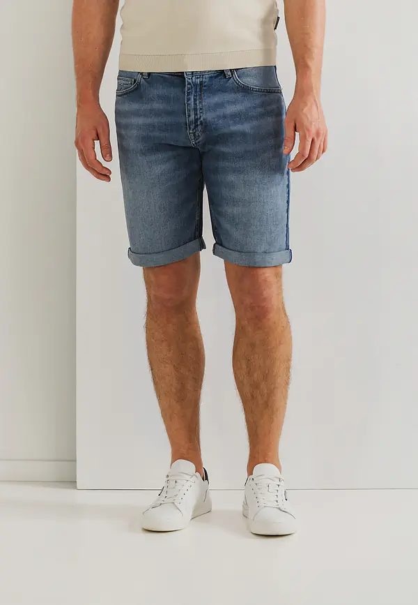 state of art Denim short van een katoen-mix grijsblauw uni