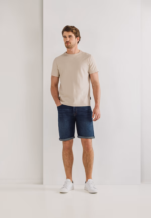 State Of Art Denim Short Van Een Katoen-mix Marine Uni