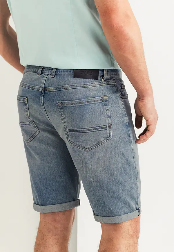 State Of Art Denim Short Van Een Katoen-mix Mintblauw Uni