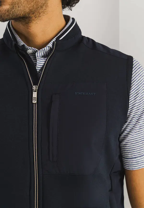 State Of Art Double Face Bodywarmer Met Zakken Donkerblauw Uni