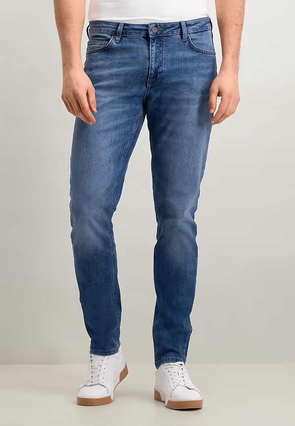 state of art DRIVER stretchjeans met tapered fit grijsblauw uni