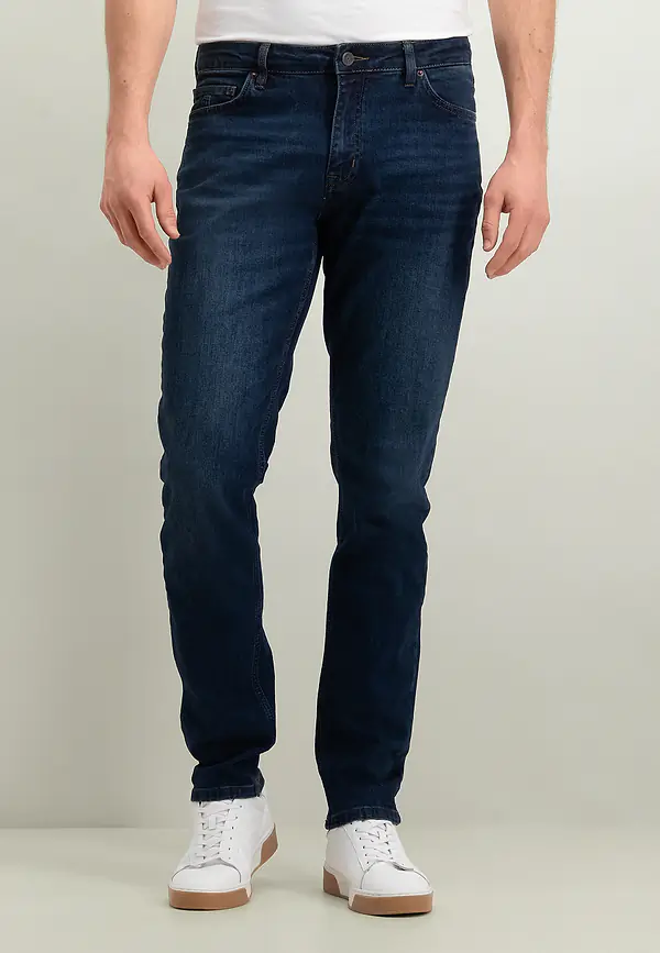 state of art DRIVER stretchjeans met tapered fit marine uni