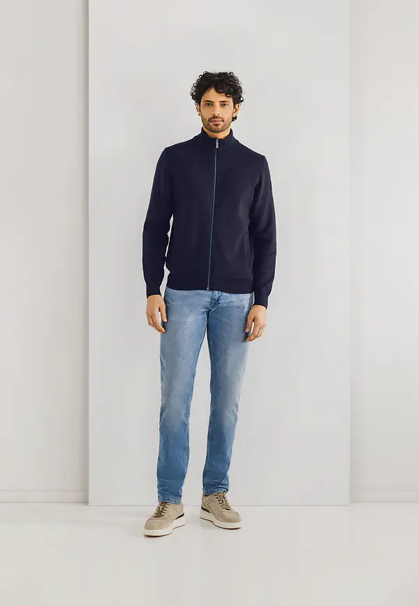 State Of Art Dubbelzijdig Gebreid Vest Donkerblauw/grijsblauw