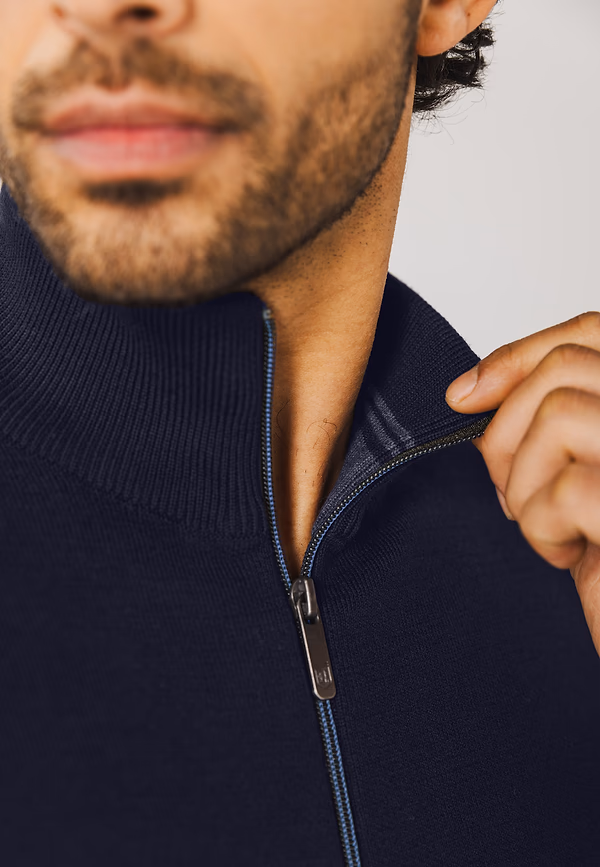 State Of Art Dubbelzijdig Gebreid Vest Donkerblauw/grijsblauw