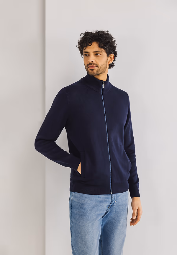 state of art Dubbelzijdig gebreid vest donkerblauw/grijsblauw