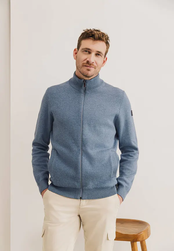 State Of Art Dubbelzijdig Gebreid Vest Grijsblauw/kit