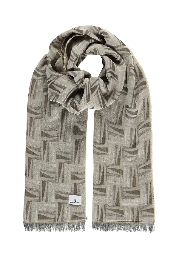 state of art Dunne sjaal met franjes wit grijs/beige