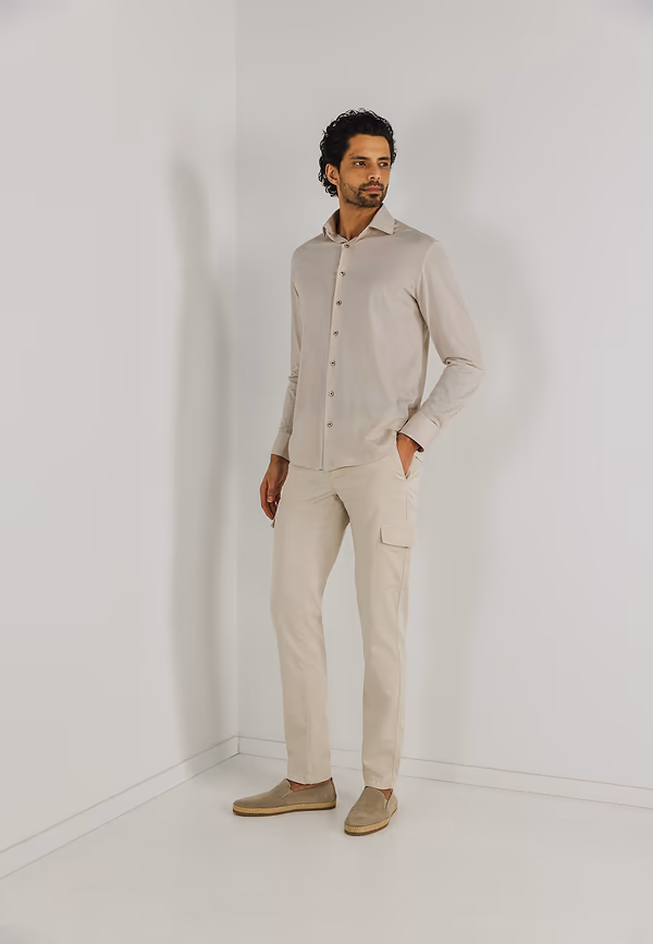 State Of Art Effen Overhemd Van Een Katoenmix Kit Uni