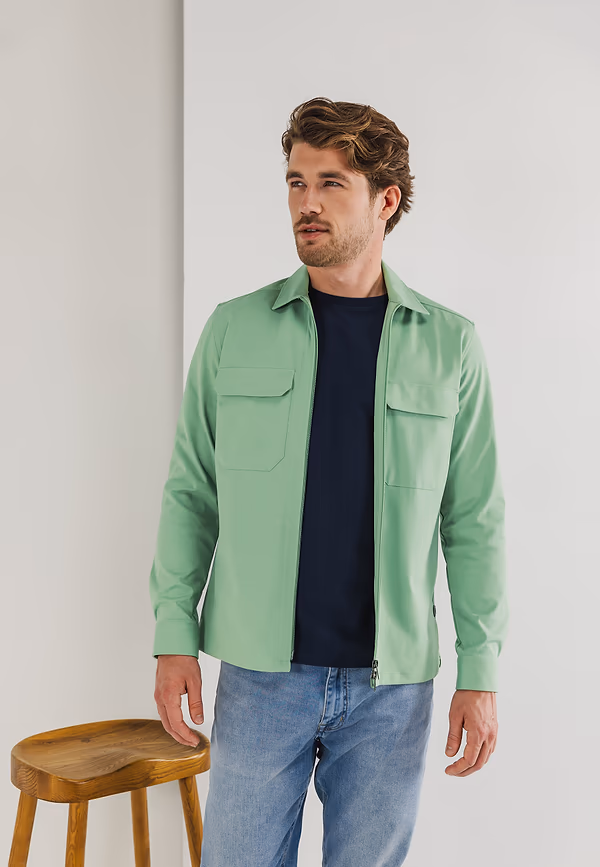state of art Effen overshirt met ritssluiting bladgroen uni