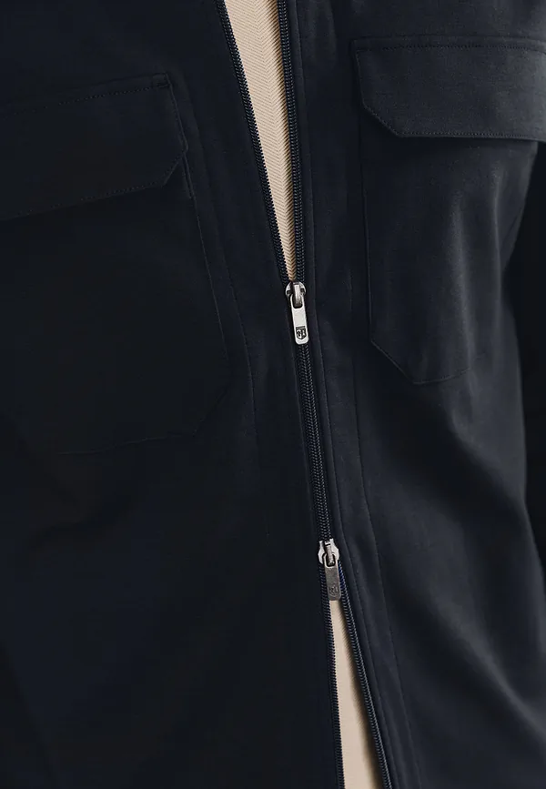 State Of Art Effen Overshirt Met Ritssluiting Donkerblauw Uni