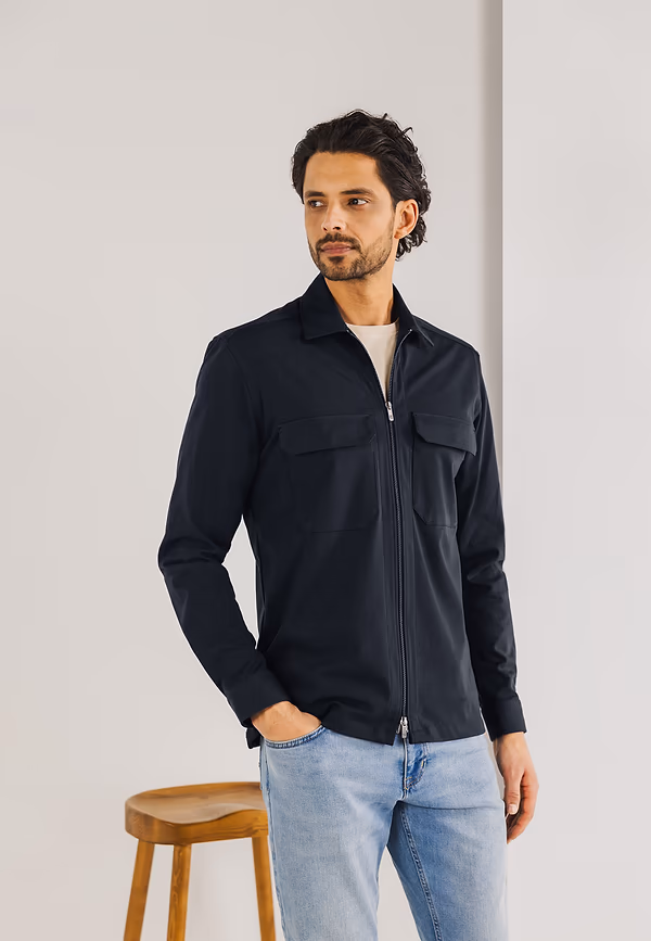 state of art Effen overshirt met ritssluiting donkerblauw uni