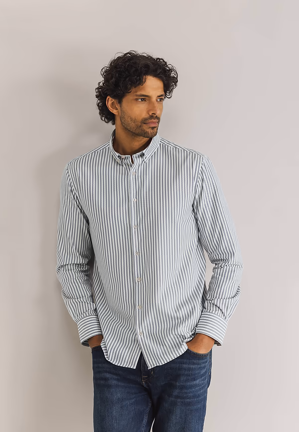 State Of Art ESSENTIALS Overhemd Met Streepdessin Wit/grijsblauw