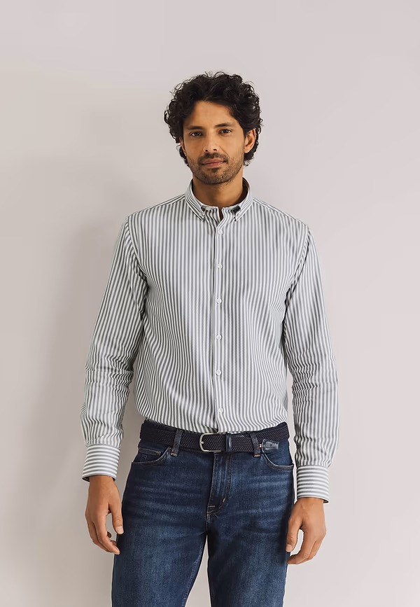 State Of Art ESSENTIALS Overhemd Met Streepdessin Wit/grijsblauw