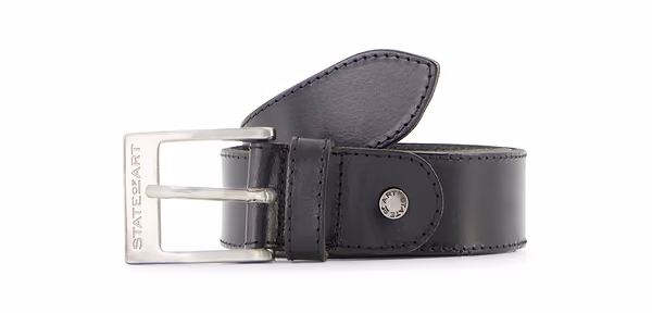 state of art ESSENTIALS riem van italiaans leer zwart uni