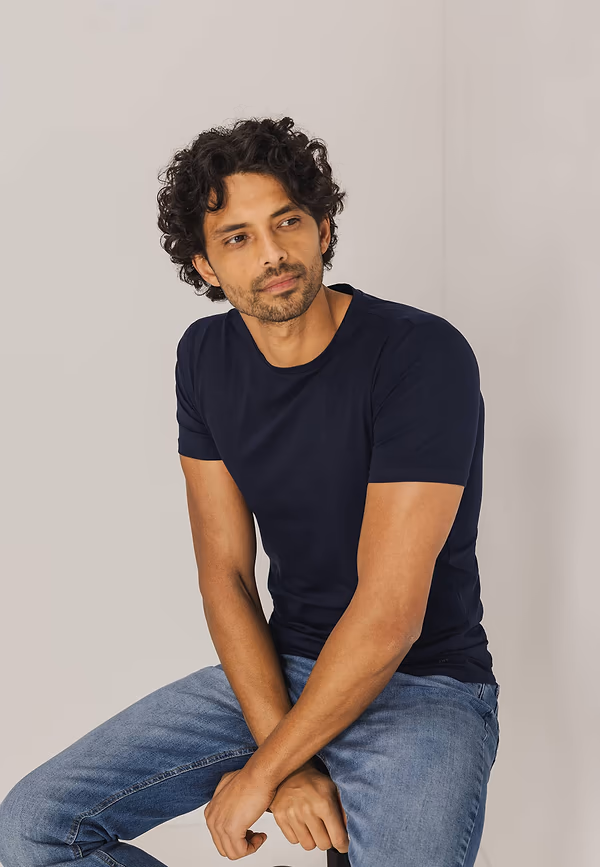 state of art ESSENTIALS T-shirt van biologisch katoen donkerblauw uni