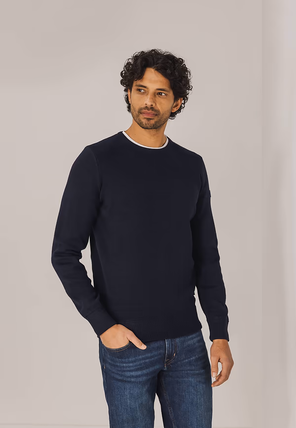 state of art ESSENTIALS trui met ronde hals donkerblauw uni