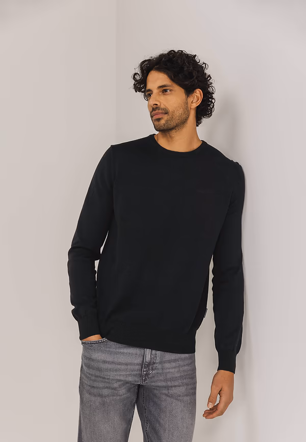 state of art ESSENTIALS trui met ronde hals zwart uni