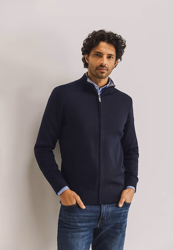 state of art ESSENTIALS vest met rits donkerblauw uni