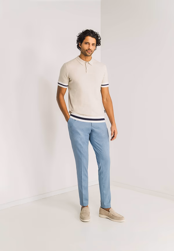 State Of Art Gebreide Polo Met Contrast Details Kit Uni