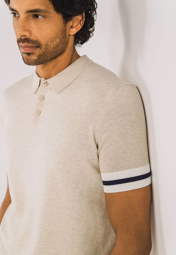 State Of Art Gebreide Polo Met Contrast Details Kit Uni