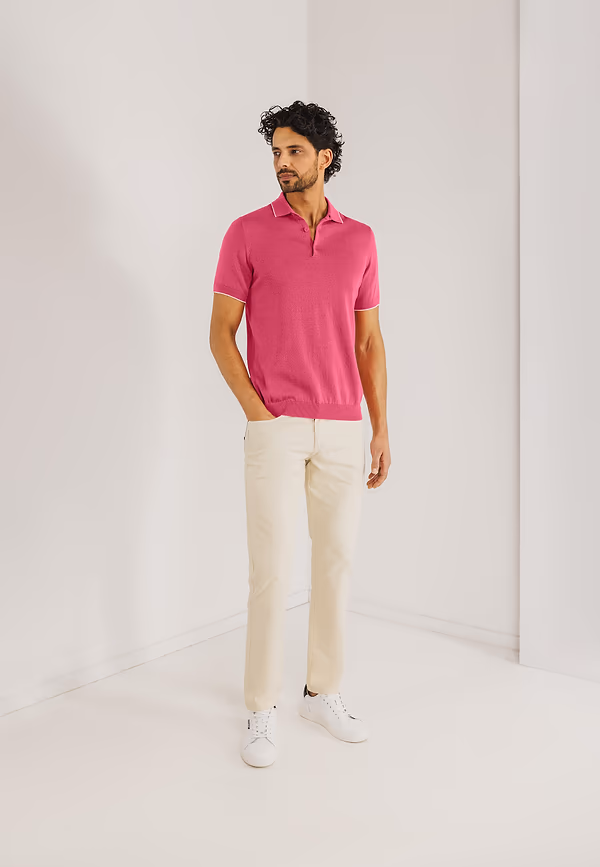 State Of Art Gebreide Polo Met Korte Mouwen Flamingo Uni