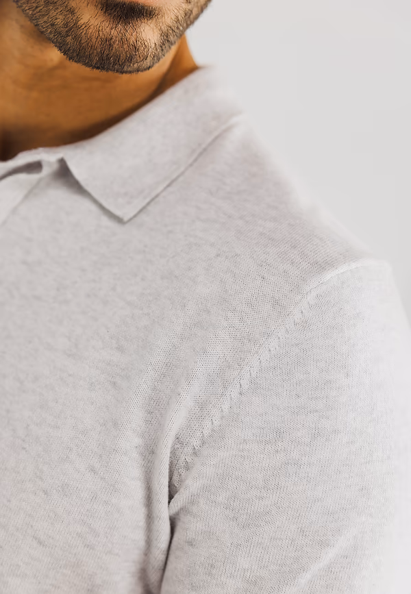 State Of Art Gebreide Polo Met Korte Mouwen Greige Uni