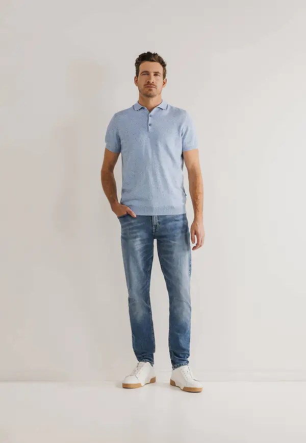 State Of Art Gebreide Polo Met Nappy-garen Grijsblauw Uni