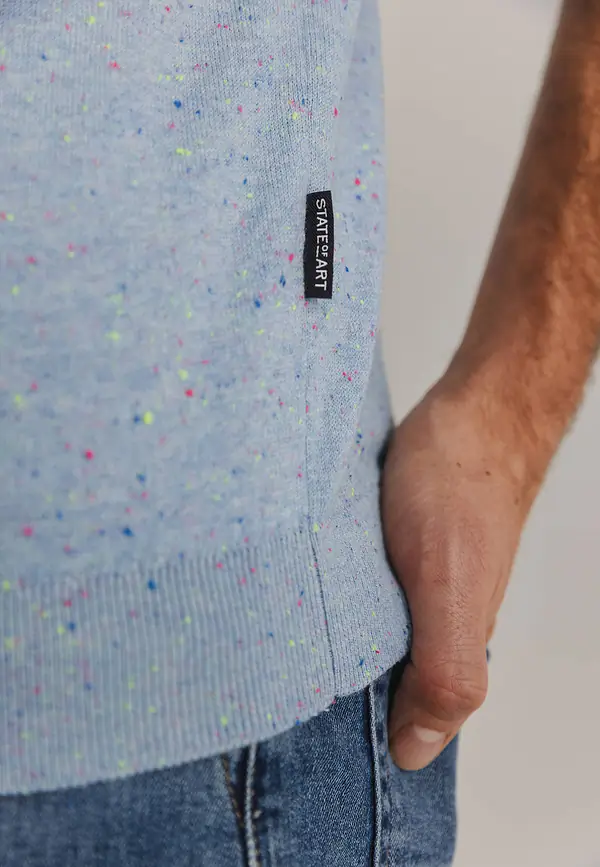 State Of Art Gebreide Polo Met Nappy-garen Grijsblauw Uni