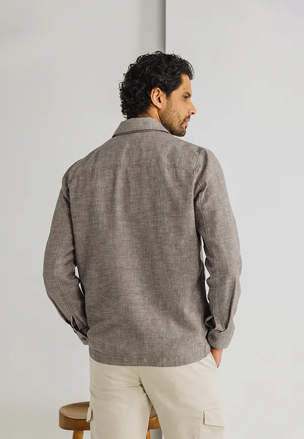 State Of Art Gemêleerd Overshirt Met Borstzakken Beige/wit