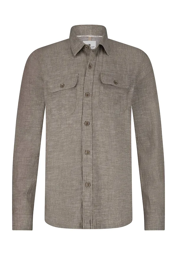 State Of Art Gemêleerd Overshirt Met Borstzakken Beige/wit