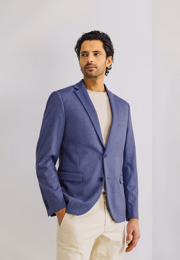 state of art Gemêleerde blazer van gebreide stof donkerblauw/kit